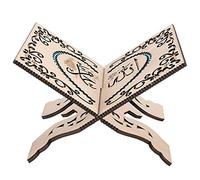 Haofy Soporte Plegable del Corán Vintage Titular de Libros de Madera Musulmán Organizador de Libros de Oraciones con Diseño Tallado de Flores Huecos para el Almacenamiento del Corán