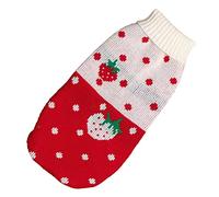 Haofy Suéter de Gato Cálido Patrón de Fresa Lindo Suéter de Punto para Mascotas para Fiesta Diaria, Suave y Cómodo Jersey Antideslizante Ropa para Mascotas para Gatos (M)