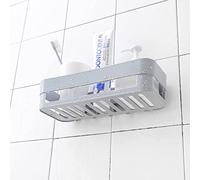 Haofy Taladre Estante de Almacenamiento de Baño Libre, Organizador de Plástico Resistente para el Cepillo de Dientes, Taza, sin Canasta de Ducha de Traza, con Diseño de Hueco de Fondo, para un