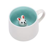 Haofy Taza de Cerámica con Diseño de Animales en 3D, 12 Oz, 350 Ml, Divertida y Linda Taza de café para té, Chocolate Caliente, Microondas, Apta para Lavavajillas para Amantes (Conejo pequeño modelo