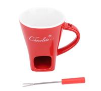 Haofy Taza para Derretir Chocolate con Calentador de Velas Juego de Tazas de Fondue de Cerámica con Tenedor Derretidor de Postres Premium para Mojar Frutas Helado Queso Mantequilla en (rojo)