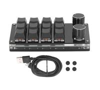 Haofy Teclado Mecánico Macro para Jugar, Interruptor Rojo, 12 Teclas, 2 Perillas, Teclado con Cable Programable para Videojuegos, Música, Control Industrial