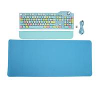 Haofy Teclado para Niñas, Teclado Inalámbrico con Cable o Inalámbrico, Interruptor Azul de Aleación de Aluminio, Teclas Redondas para Escritorio (Azul)