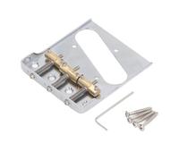 Haofy Telecaster Guitar Puente Electric Guitar Bridge Tele Bruss Brass Compensado Saddle Compensado de 2-1/8 Pulgadas Espacio de Acero Inoxidable y Latón con Tornillos de Instalación y Llave para