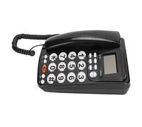 Haofy Teléfono de Escritorio con Cable, Botones Grandes, Volumen de Sonido Ajustable, Identificador de Llamadas para Oficina, Hogar, Habitaciones de Hotel, Material ABS Negro