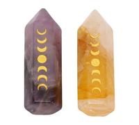 Haofy Torres de Cristal Semi Transparentes, Hermosas Columnas Hexagonales de Perlas Sedosas, 2 Piezas Torres de Piedra de Cristal para Meditación Yoga Ministerio del Interior