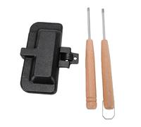 Haofy Tostadora Caliente Negra Antiadherente de Doble Cara con de Madera (de madera maciza para sartén negra.)
