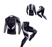 Haofy Traje Deportivo Ajustado para Hombre, Traje de Entrenamiento Transpirable de 2 Piezas de Secado Rápido para Correr, Andar en Bicicleta, Poliéster, 2 Unidades (L)