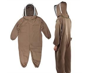 Haofy Traje Protector de Apicultura Transpirable con Cremallera para Apicultores Traje de Abeja Marrón Claro, Suave y Cómodo para Apicultores Adultos (L)