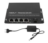 Haofy Transceptor de Fibra, Convertidor de Medios de Fibra SFP de hasta 120 Km 100-240 V Plug and Play para Red (Enchufe de la UE)