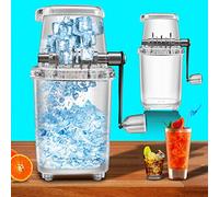 Haofy Trituradora de Hielo Manual, Máquina de Afeitar de Hielo Portátil con Manivela con 4 Cuchillas de Acero Inoxidable para Batidos de Cócteles de Conos de Nieve, Herramienta de (WHITE)