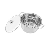 Haofy Vaporera Multicapa de Acero Inoxidable de 7,5 Cuartos con Tapa de Vidrio, Diseño Apilable de Gran Capacidad para Estufas de Inducción, Eléctricas y de Gas, Comidas Familiares y Preparación de