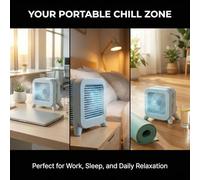 Haofy Ventilador Enfriador de Aire de Escritorio, Mini Aire Acondicionado Inalámbrico Recargable por USB con Bolsa de Hielo para Refrigeración y Humidificación, para Dormitorio,