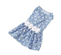 Haofy Vestido Floral para Perros Azul Claro, Transpirable, Traje de Raza Pequeña para Chihuahua, Fiestas de Verano, Cómodo Ajuste de Poliéster, Tela Lavable a Máquina, Citas de Juegos,