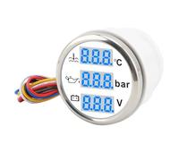 Haofy Voltímetro de Presión de Aceite y Temperatura del Agua para Barcos de Alta Precisión, Juego de Medidores Digitales 3 en 1 para Yates y Motocicletas, Diseño de Letras Azules (Cubierta plateada