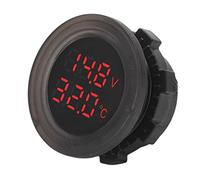 Haofy Voltímetro de Temperatura de Pantalla Dual a Prueba de Agua Rendimiento Estable para Aplicaciones de Automóviles de 12V-24V Negro