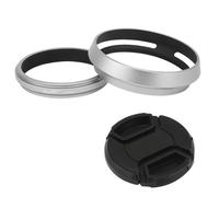 Haoge LH-X53W - Parasol de objetivo 3 en 1 con anillo adaptador y tapa a presión para cámara Fujifilm X100VI Fuji FinePix X70 X100 X100S X100T X100F X100V color plateado sustituye a Fujifilm LH-X100