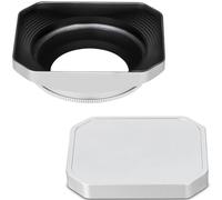 Haoge Parasol cuadrado de metal de 39 mm para Fujifilm XF23mm F2.8 en XE5 Cemera Body Kit y Fujinon XF27mmF2.8 R WR Lense, con juego de tapa de metal, capucha atornillada plateada