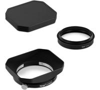 Haoge Parasol cuadrado de metal para Fujifilm X-E5 y XF 23 mm f2.8, XF27 mm F2.8 R WR lente para Leica M 35 mm f2 M 28 mm f2.8, para Voigtlander 35 mm f2 1.5 lente hueco diseñado con tapa negra