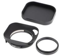 Haoge Parasol de objetivo cuadrado de metal para Fujifilm xf 23 f2.8 Fujinon XF27mmF2.8 R WR WR parasol de objetivo negro, cuadrado de metal con tapa de metal, en cuerpo de cámara XE-5 XM5 XT50