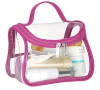 HAOGUAGUA Bolsa de cosméticos transparente resistente al agua transparente para viajes, bolsa organizadora de artículos de tocador, ROSA ROSA, Bolsa de cosméticos transparente