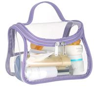 HAOGUAGUA Bolsa de cosméticos transparente resistente al agua transparente para viajes, bolsa organizadora de artículos de tocador, Púrpura-1 unidad., Bolsa de cosméticos transparente