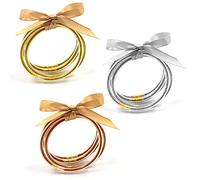 Haohai 15 piezas Jelly pulsera pulseras de fiesta, pulseras de fiesta llenas de lentejuelas para niñas, oro rosa plata