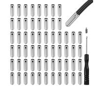 Haohai 60pcs Aglets para cordones con destornillador, aleación de plata zapato puntas de encaje, traje para capuchón puntas de cadena, sudaderas, sombreros, proyectos de artesanía, plata, Talla única