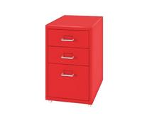 haohang Archivador Móvil de 3 Cajones - Gabinete Metálico con Ruedas para Oficina en Casa, Archivos y Carpetas, con Cajones Antihundimiento y Ruedas Extraíbles(Red)
