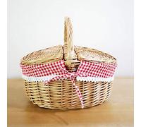 HAOHIZE Cesta de picnic de mimbre, tapa incluida, estilo rústico, cestas de Pascua y jardín