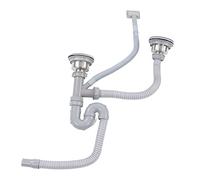 HAOHIZE Kit de Drenaje para Fregadero Doble de Cocina, Tubo de Drenaje Flexible de 4.3 in, Kit de plomería para Fregadero de Cocina, Acero Inoxidable doblado en S con Doble