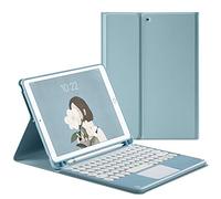 HaoHZ Funda Teclado para iPad Pro 11 2020, Teclado Desmontable con Panel táctil [Admite Carga de lápiz de Apple] - Soporte de lápiz Incorporado,Azul,iPad 10.2