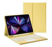 HaoHZ Funda Teclado para iPad Pro 11 2021/2020, Contiene la Letra Ñ, Teclado Desmontable con Panel táctil [Admite Carga de lápiz de Apple] - Soporte de lápiz Incorporado,Amarillo,iPad Pro 11 2020