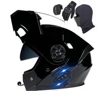 HaoJieHan Casco De Moto Modular Bluetooth,Integrado Casco Moto Cascos Integrales,ECE/Dot Homologado con Doble Visera,Adecuado para Hombres Y Mujeres Adultos C,L=(59-60cm)