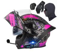 HaoJieHan Casco De Moto Modular Bluetooth,Integrado Casco Moto Cascos Integrales,ECE/Dot Homologado con Doble Visera,Adecuado para Hombres Y Mujeres Adultos N,M=(57-58cm)