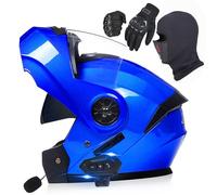 HaoJieHan Casco De Moto Modular Bluetooth, Integrado, ECE/Dot Homologado, Doble Visera, Adecuado para Hombres Y Mujeres Adultos, Talla M=(57-58cm), Color Azul