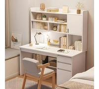 HaoJieHan Escritorio para Computadora con Cajones, Mesa Compacta para Computadora, con Estantes De Almacenamiento/Cajón/Estante para Aparador, Mesa De Estudio para Computadora Portátil A,164x100x45cm