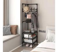 HaoJieHan Perchero De Entrada, Perchero Y Zapatero, Perchero Y Zapatero, Organizador De Almacenamiento De Entrada para Dormitorio, Pasillo, Oficina Black,3 Layers