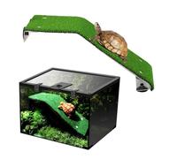 Haokaini Plataforma para Tomar El Sol de Tortuga Escalera de Rampa de Tortuga con Ventosas Agua del Tanque de Peces Césped Verde Realista Terraza de Descanso Subida Muelle de Descanso para