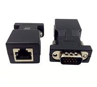 Haokiang - Extensor VGA a través de Ethernet adaptador, VGA 15 pines macho a CAT5 CAT6 RJ45 hembra cable de red extensor adaptador de conector (2 unidades)