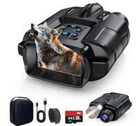 Haokoo Visión Nocturna a Todo Color 4K, Batería Recargable 5000mAh, Alcance 600m con Zoom 8X, 3'' Pantalla Ultra HD, IPX5 Agua, Incluye Tarjeta 64GB para Caza, Camping y Observar, Negro