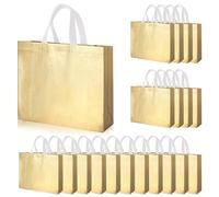Haokuaile Bolsas de regalo brillantes con asa y base resistente, bolsas de regalo reutilizables no tejidas a granel, 20 unidades, 15.75 x 4.72 x 11.81 pulgadas, para cumpleaños, boda, fiesta, Pascua