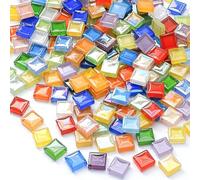 Haoledy 1 kg Mosaiksteine zum Basteln 1x1 cm, Farbmischung & Irisierend, Mosaikfliesen Mosaik Bastelset Kinder GlasMosaiksteine, für DIY-Projekte Dekoration von Solarleuchten Tischlampen Vasen