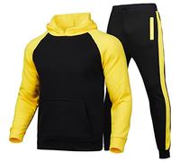 HAOLEI 2024 Chandal Hombre Completo,Chándal Hombre de 2 Piezas Moda Block Color Sudadera con Capucha y Pantalon Chandal Hombre con Cordón Casual Cómodo Traje de Jogger Hombre Ropa Deportiva Hombre