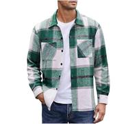 HAOLEI 2024 Chaqueta Hombre Ofertas Flash Del Dia,Moda Estampado A Cuadros Chaqueta Hombre Vestir Ligera Abrigo Hombre Con Bolsillos Casuales Un Solo Pecho Camisa Hombre Manga Larga Versátil Outwear