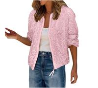 HAOLEI 2024 Chaqueta Lentejuelas Mujer Ofertas,Manga Larga Cremallera Béisbol Chaqueta Fiesta Bomber Informal Cazadora Mujer Corto Moda Casual Cardigan Jacket Outwear Otoño Invierno Versátil Tops