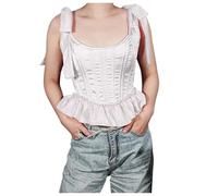 HAOLEI 2025 Corset Blanco Top para Mujer Shapewear Mujer Retro Fishbone Tribunal Corsé Underwear con Cordones Up Renaissance Vestido de Bola Accesorios Vintage Medieval Bustier Corset Nergo