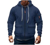 HAOLEI 2025 Sudadera Cremallera Hombre,Sudaderas Hombres con Capucha Color Liso Chaqueta Deportiva Fitness con Multibolsillos Sueltos Cómoda Hoodie Manga Larga Otoño e Invierno Casual Outwear