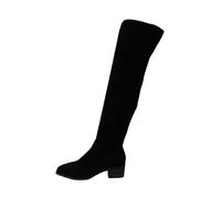 HAOLEI Botas Mujer 2024,Botas Mujer Invierno Vintage Elegantes Botas Altas Mujer Punta Redonda Botas Tacon Mujer con Cremallera Lateral Casuales Botas Negras Mujer Ligero Cómodas Botas Urbano Fiesta