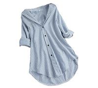 HAOLEI Camisas Mujer de Manga Larga,Moda Camisa de Rayas Solapa Casual Corte Suelto Blusas Tallas Grandes Camiseta Mujer Informal Holgada Camisas Multicolor Basica Shirt Primavera Verano 2024